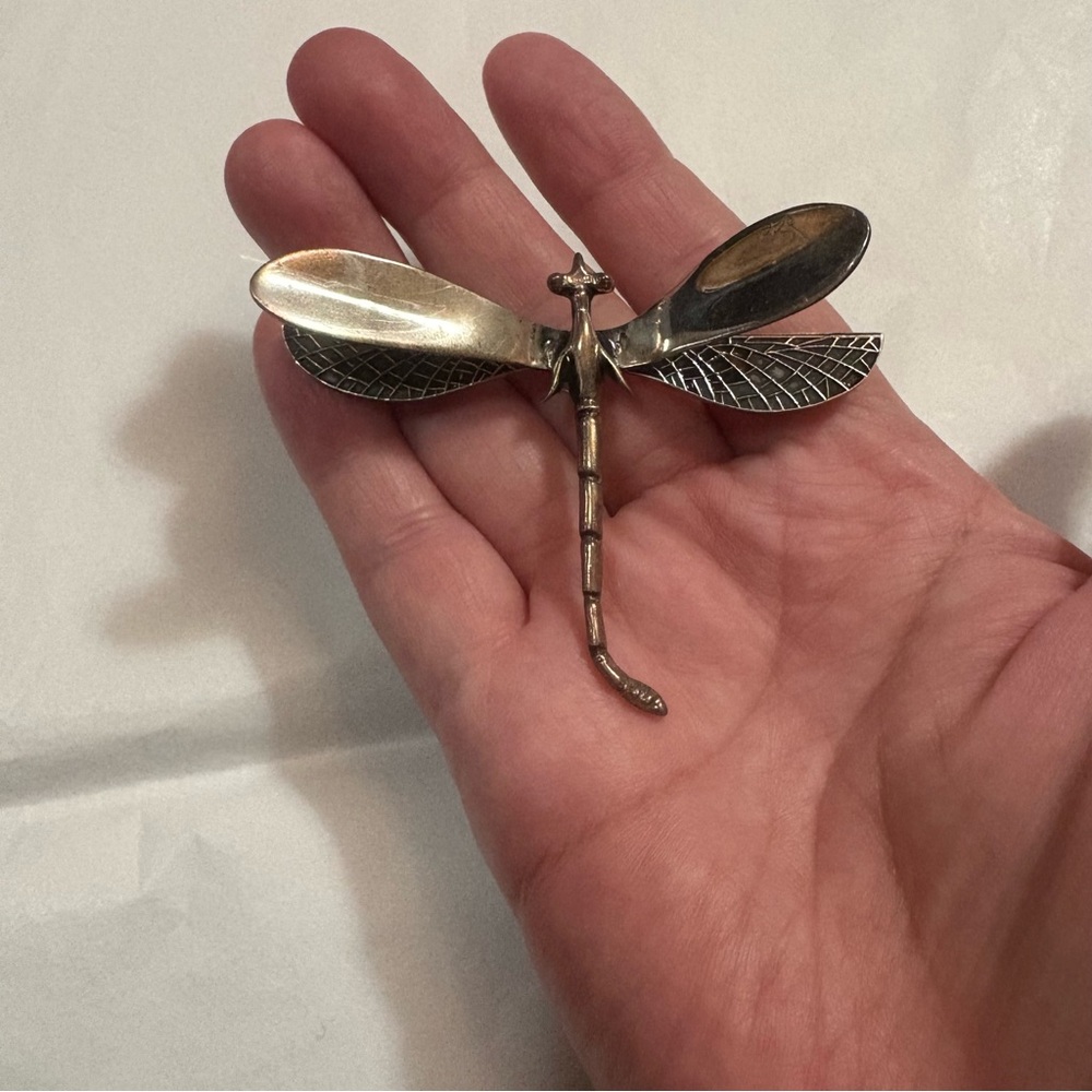 VGT Mexico Sterling Silver 3D Figural Dragonfly Brooch Pin